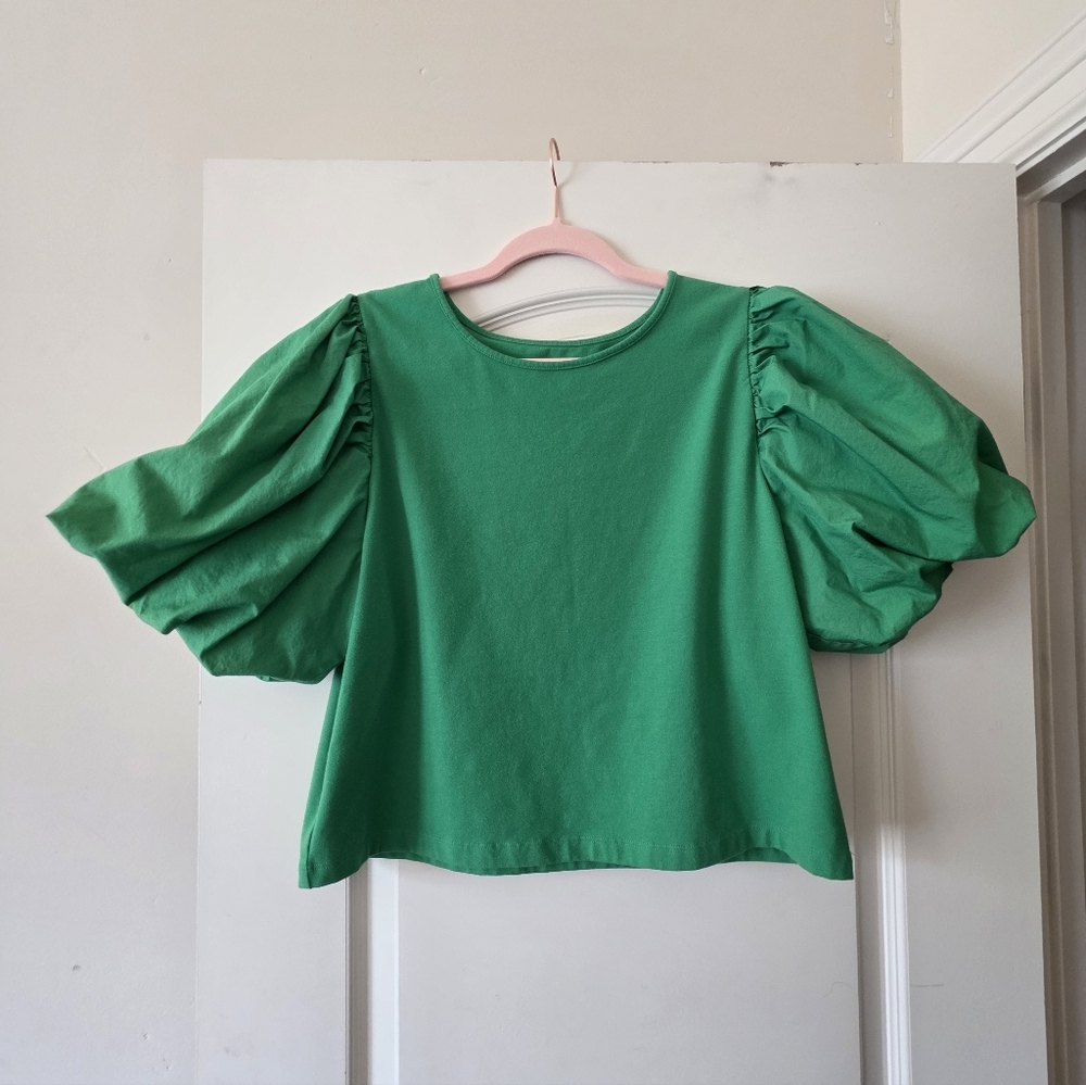 a new day Puff Sleeve Crop Shirt